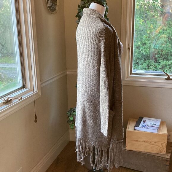 Long Line Open Fringe Boho Cardigan By Hinge Size XS/S - Picture 4 of 11